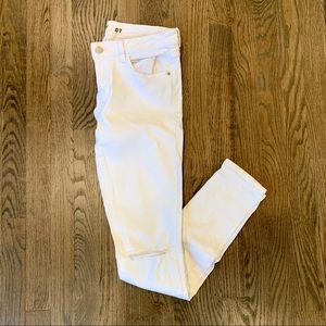 High Rise Distressed White Skinny Jeans